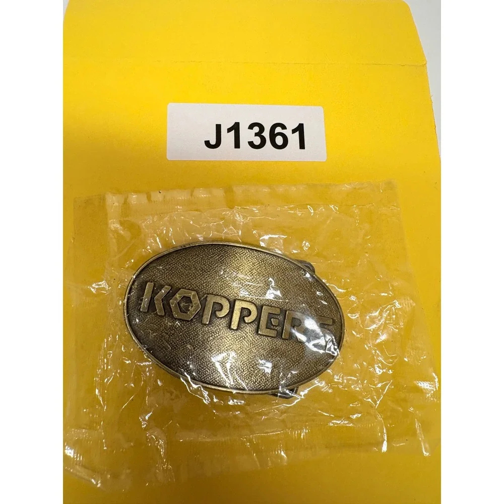 Vintage Koppers Industrial Belt Buckle Brass Tone Oval Textured Metal